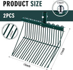 Tandefio 2 Pack Pitchfork Replacement Head Metal Horse Manure Rake Gardening Pitch Fork with Angled Tines for Horse Stall Poop Picking up(Green)