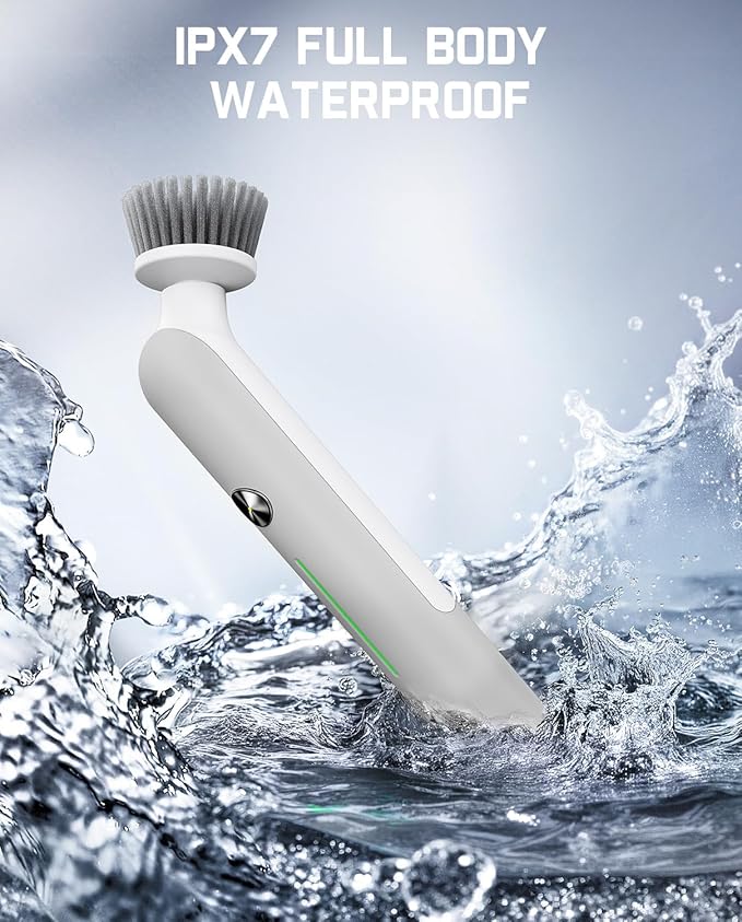 Fanttik G9 Nano Cordless Spin Scrubber with NeoPulse Motor, IPX7 Waterproof Grout Brush, 8 Replaceable Heads & LED Display for Cleaning Bathroom, Tile, Corners - White