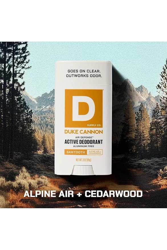Duke Cannon Aluminum-Free Deodorant for Men - Air Defense, 3 oz – Long-Lasting, Clear Glide, Skin-Soothing Formula, Alpine + Cedarwood (Sawtooth)