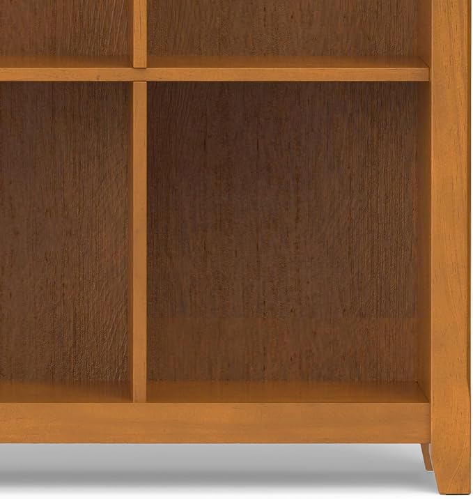 SIMPLIHOME Acadian Bookcase - 57 inch Tall 12-Cube Solid Wood Storage Display Unit in Light Golden Brown, Transitional Cube Organizer for Living Room or Office with Fixed Shelves and Tapered Legs