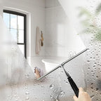 12-51’’ Telescopic Window Squeegee for High Windows, 2-in-1 Window Cleaning Kit with Extra Silicone Blade & Hook, Professional Squeegee for Shower Glass Doors (Window Squeegee for Home)