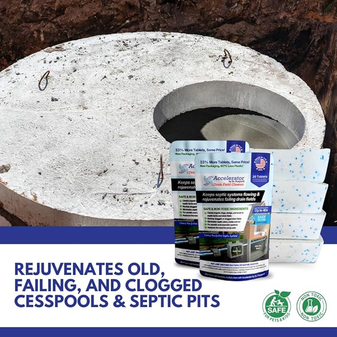 Cesspool & Septic Cleaner Kit by Accelerator by Dr. Pooper® - Commercial-strength bio-accelerator to get cesspools draining and flowing properly and keep them working | Made in USA | Safe & Non-Toxic