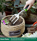 ESOW Garden Tool Set, 3 Piece Cast-Aluminum Heavy Duty Gardening Kit Includes Hand Trowel, Transplant Trowel and Cultivator Hand Rake with Soft Rubberized Non-Slip Ergonomic Handle, Garden Gifts