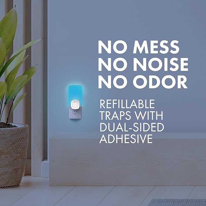 STEM Insect Trap - Indoor Fruit Fly & Gnat Pest Control for House, Home and Kitchen, Attracts & Traps Flying Bugs, Soft Blue Light - Includes 1 Plug-in Device & 3 Cartridges