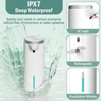 Automatic Soap Dispenser Touchless (Upgrade Auto & Manual Modes) - IPX7 Waterproof - Adjustable Volume for Thick & Thin Liquid - USB C Rechargeable Dish/Hand Soap Dispenser for Bathroom Kitchen