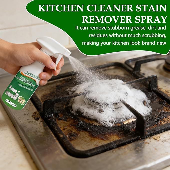Kitchen Cleaner Remover Spray,Kitchen Multi-Purpose Foam Cleaner Spray,Kitchens Oil Stains Cleaner,Oil Stains Clean Up Kitchens,Clean Up Kitchen Oils Stains,Cleans Up Kitchen-Oils Stains Spray (318ml)