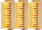 Shoe Cleaning Brushes, Wooden Shoe Sole Bottom Scrub Brush, Stiff Nylon Bristles Scrubbing Stubborn Stains - 3 Pack