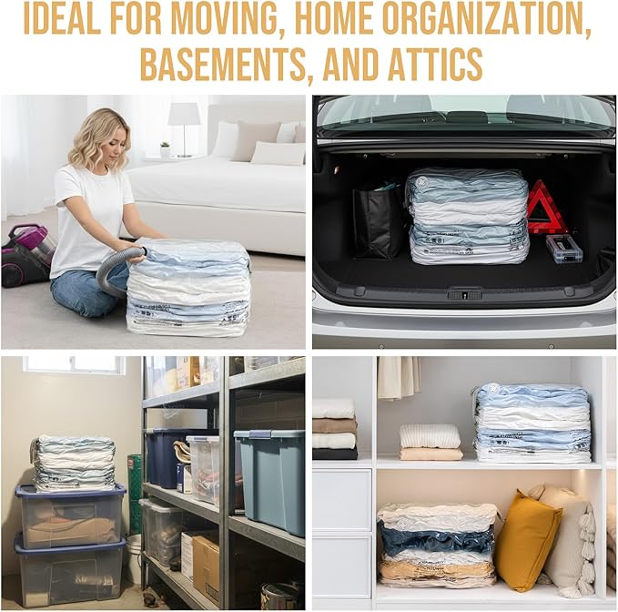 TAILI 8 Pack Vacuum Storage Bags Space Saver, Jumbo Cube 31x40x15 Inch, Extra Large Vacuum Sealed Bags for Comforters Blankets, Bedding, Clothes, Duvets, Closet Organization