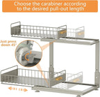 Under Sink Organizer, High Adjustable 2 Tier Under Kitchen Sink Organizer, Multi-Purpose Storage Shelf for Kitchen Bathroom Cabinet, Gray