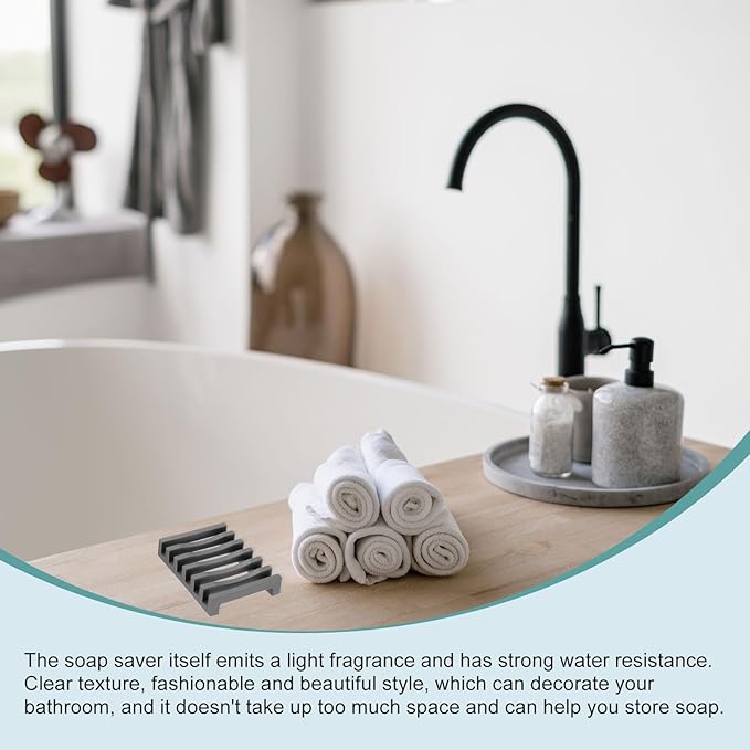 uxcell 2 Pcs Self Draining Silicone Soap Dish, Soap Tray with Drainage for Bathroom Shower Kitchen Sink, 4.2" x 3.1" x 0.8", Grey