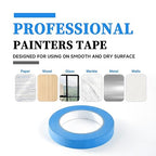 Premium Blue Masking Tape,Painters Tape,Blue Painters Tape for Automotive,DIY Paper Arts & Crafts, Spraying Drywall Paint, No Residue & Easy to Clean Up,6pcs 0.7inches X 54 Yd Painter's Tape
