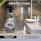 Flitz Granite Sealer (+ Quartz) - 32oz Bottle of USA-Made Quartz Sealer for Countertops, Glass, & More - Food Safe Marble Sealant that Shields Against Hard Water Stains, Mineral Deposits, Oil (1 Pack)