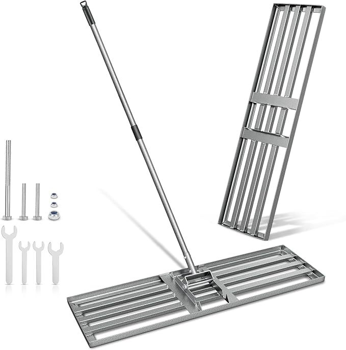 Lawn Leveling Rake with 36"x10" Ground Plate Heavy Duty, Oversized Yard Leveling Rake Tool for Soil - Adjustable Effort Saving Handle, Metal Landscape Lawn Leveler for Garden, Topdressing & Seeding