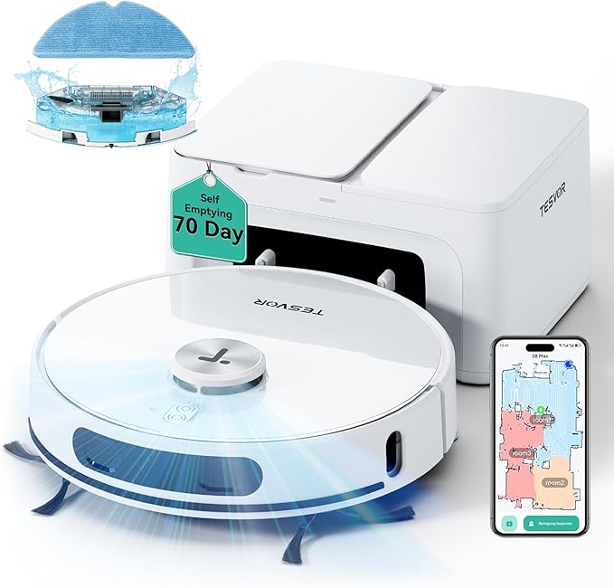 Robot Vacuum and Mop Combo,Self Emptying Station for 70 Days Cleaner with LiDAR Navigation Smart Mapping & Max Strong 8000Pa Suction WiFi/App/Alexa Voice Control, Obstacle Avoidance for Hard Floors