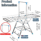 Heavy Duty Clothes Drying Rack Foldable with Brake Wheels,75''Extra-Thick Metal Frame, 26 Rods Commercial-Grade Large Capacity,No Assembly Required, Adjustable Height for Indoor Outdoor Use