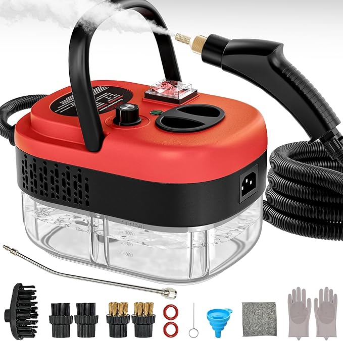 Steam Cleaner,15s Heat-Up,1.4L Tank,Steamer for Cleaning with 10 pcs Accessories,Multi-2500W High Temperature and Pressure handheld steamer,Steam Clea (5-【02】Red)