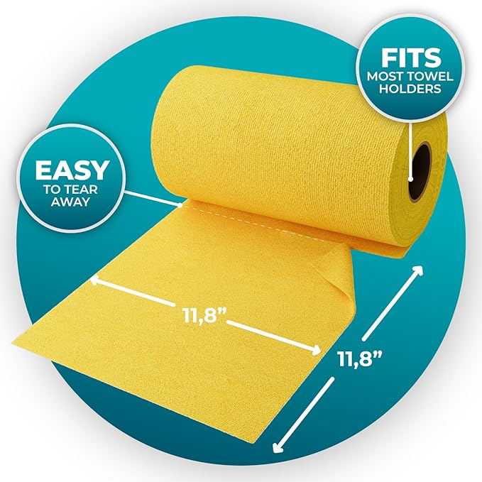 HELOMOR 100 Pack Microfiber Cleaning Cloth Roll - Tear Away Reusable Paper Towels Washable, 11.8" Ultra Absorbent Cleaning Supplies for Housekeeping, Rags Microfiber Towel, Lint Free Cloth Value Pack