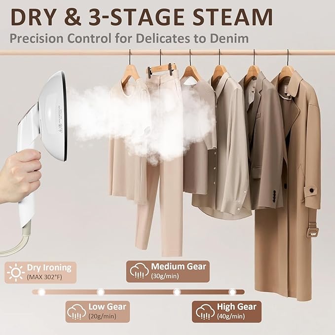 Steamer for Clothes 1500W Clothes Steamer Handheld Garment Steamer Iron Portable Fabric Wrinkles Remover 30s Rapid Heat Up for Travel Household