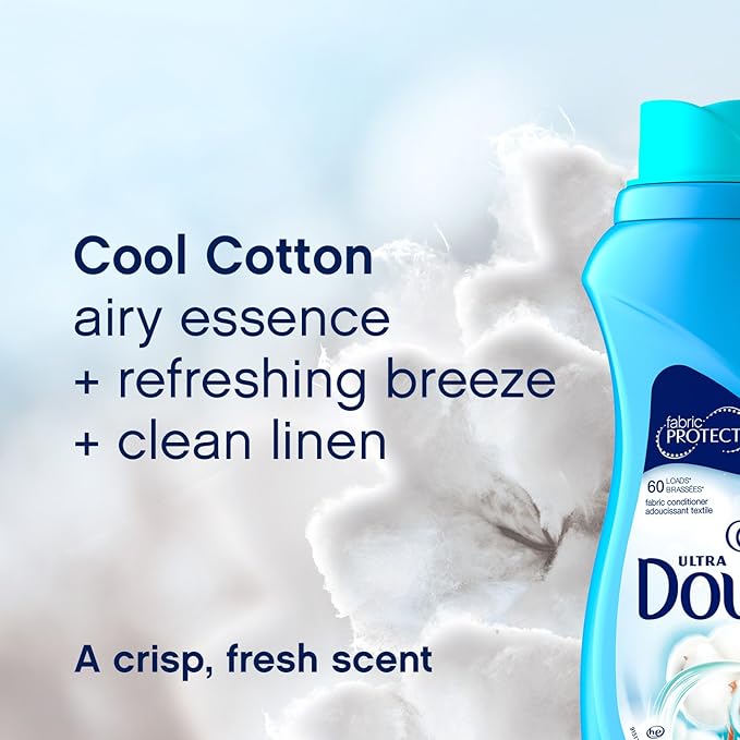 Downy Ultra Laundry Fabric Softener Liquid, Cool Cotton Scent, 103 Fl Oz, 120 Total Loads, Packaging May Vary