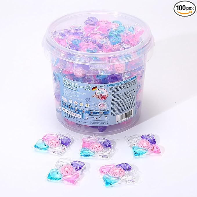 100 PCS 5 in 1 Laundry Pods, Super Cleaning Scents Beads Laundry Long Lasting Fragrances Concentrated Washing Convenient Fresh Softener Deep Clean (100)