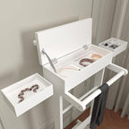 Wooden Valet Stand for Men, Clothing Rack with Top Tray Organizer, Shoe Shelf for Entryway, Bedroom, Office