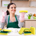 Tanlade 120 Pcs Individually Wrapped Sponge Dishwashing Sponge Bulk Non Scratch Scrub Sponges Kitchen Scouring Pad for Household Cleaning Rental Dishes Hotel Apartment Car (Yellow,Green)