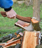 12.2 in Hatchet, Bushcraft Hatchet, 1065 High Manganese Steel and Beech Wood Handle with Leather Sheath Small Camping Hatchet for Carving Bushcraft Outdoor