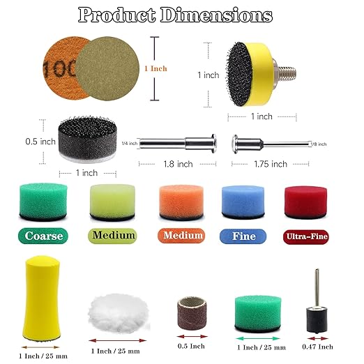 1 Inch 334 PCS Sanding Discs, 60 to 10000 Grit Silicon Carbide Hook and Loop Sandpaper for Wet Dry Sanding, with 1/8" & 1/4" Shank Backing Pads, Rotary Tool Accessories Kit