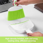 NACENA Small Dust Pan and Brush Set, Mini Broom and Dustpan Set Small Hand Broom and Brush Combo Dust Pan for Home Cleaning Drawers Desktop Sofas and Outdoor, Green
