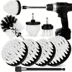 8 Pack Drill Brush Attachment Set,1/4in Power Scrubber Brush + Extend Long Rod, Power Cleaning Scrub Brush for Bathroom, Tub, Tile, Floor, Grout, Boat(White)
