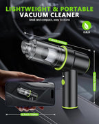 CODN Handheld Car Vacuum Portable Cordless 12000PA, 2 in 1 Handheld Vacuum Cleaner and Air Duster with Multi-Nozzles and LED Light, Mini Hand Held Vacuum Rechargeable for Home, Car, Office, Pet Hair