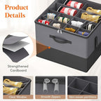 Lifewit 6 Pack Shoe Storage Organizer for Closet, Large Shoe Box Storage Containers with Clear Cover, Foldable Storage Bins Fit for Boots Fits 72-96 Pairs (Each 12-16 Pairs) Gray and Black