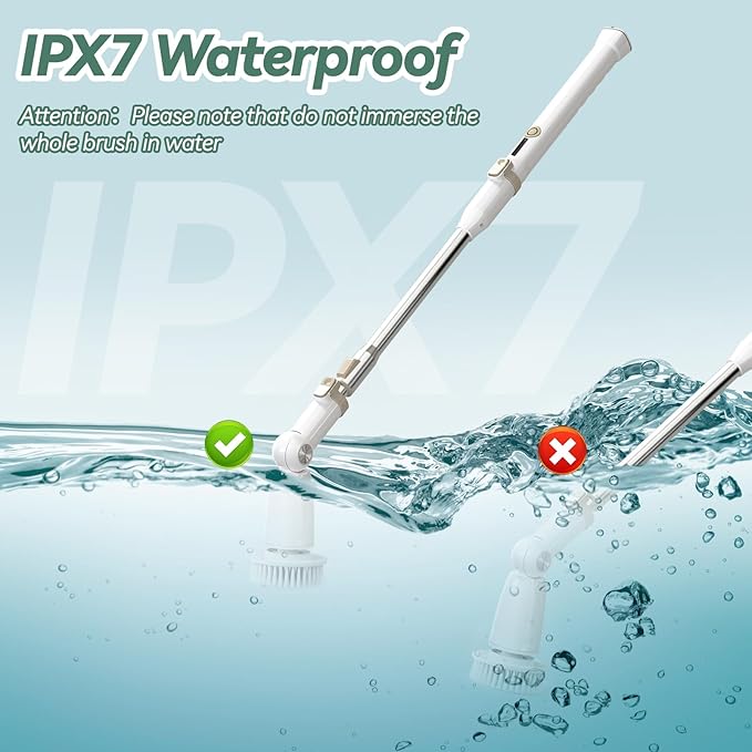 DIAFIELD Electric Spin Scrubber, Cordless Cleaning Brush with 8 Replaceable Brush Heads and Detachable & Adjustable Extension Handle, Dual Speed Shower Scrubber for Cleaning Shower, Tile, Wall, Floor