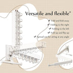 Wall Mounted Collapsible Clothes Drying Rack, Space-Saving Laundry Drying Rack Clothing Hanger, Durable Foldable Design Extends Left, Right & Up for Upgraded Versatility