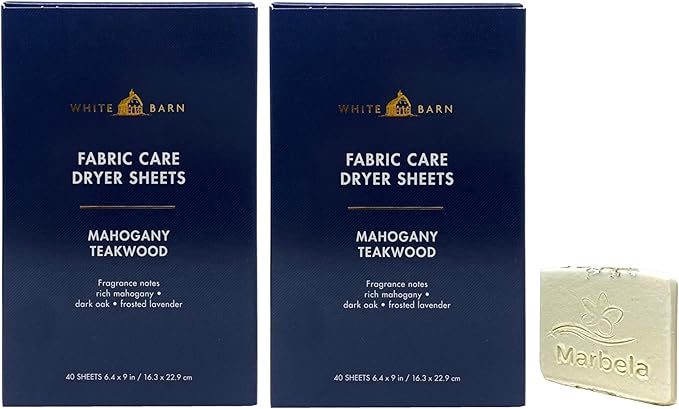 Bath & Body Works Mahogany Teakwood Fabric Care Dryer Sheets - 2 Boxes (80 Sheets Total) - with a Natural Oats Sample Soap