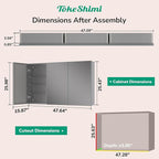 TokeShimi 48x26 Recessed Medicine Cabinet with Mirror Aluminum, Silver Tempered Frameless Bathroom Mirror with Storage Adjustable, White Wall Mounted Medicine Cabinet for Bathroom Farmhouse