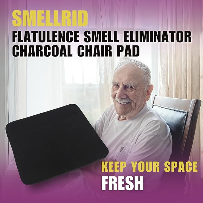 SmellRid Activated Carbon Chair Pad – 16” x 16” Flatulence Deodorizer Seat Cushion – Activated Charcoal Odor Absorber Seat Pad for Office Chair, Home Office Seating, Car Seats & Everyday Odor Control