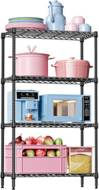 IZEUK 4 Tier Black Metal Storage Shelves, Heavy Duty Wire Shelving Rack for Garage, Kitchen, Bathroom, or Laundry Organization, 1000 lbs Capacity, 13.8" D x 35.4" W x 59.5" H