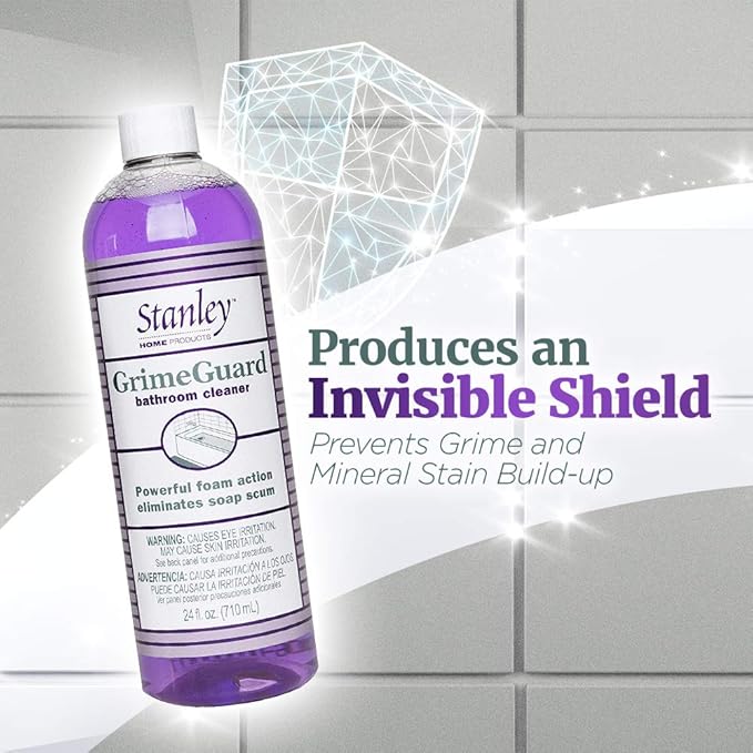 STANLEY HOME PRODUCTS GrimeGuard Bathroom Cleaner - Bleach Free & Non Abrasive Eco Shower & Kitchen Tiles Disinfectant & Deodorizer - Cleans Grime (Refill Bottle)
