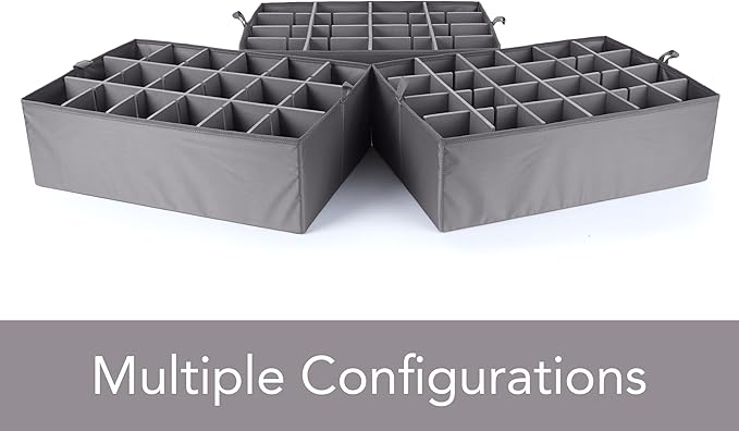 Covermates Keepsakes - Adjustable Zip-Top Storage Box - Configurable FlexGrid Compartments - Heavy Duty Polyester- Reinforced Handles - Stackable Design - Indoor Storage, Beige Heather