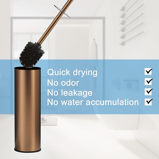 BGL Rose Gold Toilet Brush and Holder,Stainless Steel Toilet Brushes for Bathroom with Holder