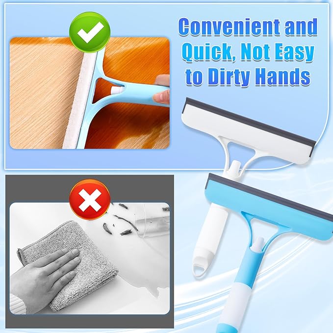 3 in 1 Window Cleaning Scraper,New 3 in 1 Window Cleaner,Squeegee and Scrubber with Spray, for Windows, Walls,Car Windshields, Bathrooms, Kitchens, All-Purpose Window Cleaner Tool (White)