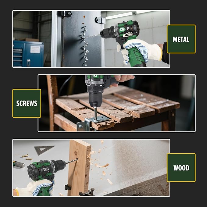 Prostormer 17V Brushless Power Drill Set, 60N.m Cordless Drill Driver with 2 Variable Speed, 3/8" Keyless Chuck, 24 Pcs Drill Bits, 2pcs 1.5Ah Battery & Charger, Storage Box Included