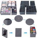 8 Pack Foldable Drawer Organizer - Light Gray Fabric Bins for Clothes, Underwear, Socks & More