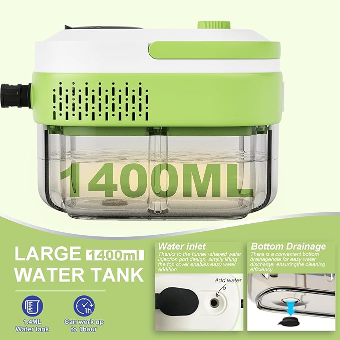 Steam Cleaner,15s Heat-Up,1.4L Tank,Steamer for Cleaning with 10 pcs Accessories,Multi-2500W High Temperature and Pressure handheld steamer,Steam Clea (1-Green)