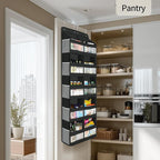 Yecaye 5-Tier Over The Door Organizer Dual-Column, 80lbs Load Over the Door Storage of 10 Compartments, Heavy Duty Extra Large Door Organizer Hanging for Bedroom Closet Nursery Bathroom Pantry, Black