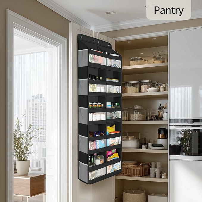 Yecaye 5-Tier Over The Door Organizer Dual-Column, 80lbs Load Over the Door Storage of 10 Compartments, Heavy Duty Extra Large Door Organizer Hanging for Bedroom Closet Nursery Bathroom Pantry, Black