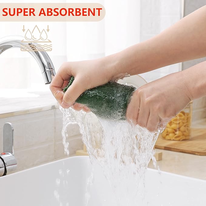 Homaxy 100% Cotton Waffle Weave Kitchen Dish Cloths, Ultra Soft Absorbent Quick Drying Dish Towels, 12 x 12 Inches, 6-Pack, Grass Green