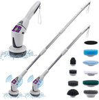 10 in 1 Electric Spin Scrubber, Bathroom Electric Cleaning Brush 10 Replacement Head, Cordless Shower Cleaning Brush with Extension Arm, IPX7 Waterproof Electric Scrubber, LED Screen