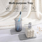 Water Absorbing Stone Tray for Sink | Quick Drying Diatomaceous Earth Coasters | Soap Dish Holder & Toothbrush Holder for Bathroom Counter | Hand Soap & Plant & Toiletries | Grey 2-Pack